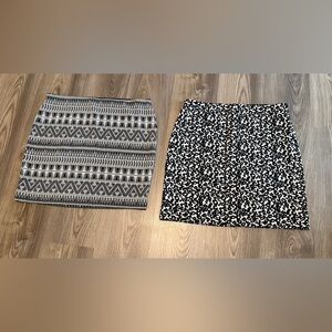Express Pull On Skirt Aztec Southwestern & Animal Print Skirt lot of 2 Medium